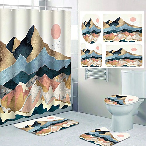 

Bathroom Shower Curtains & Hooks Casual Polyester Waterproof