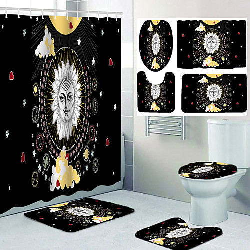 

Sun Vector Design Pattern Printing Bathroom Shower Curtain Leisure Toilet Four-piece Design