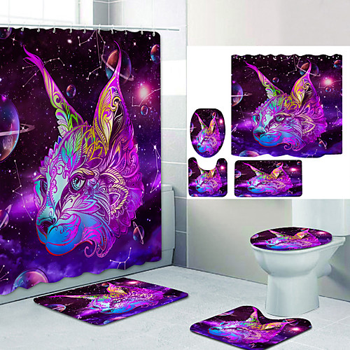 

Bathroom Shower Curtain & Mat Set Modern Polyester New Design