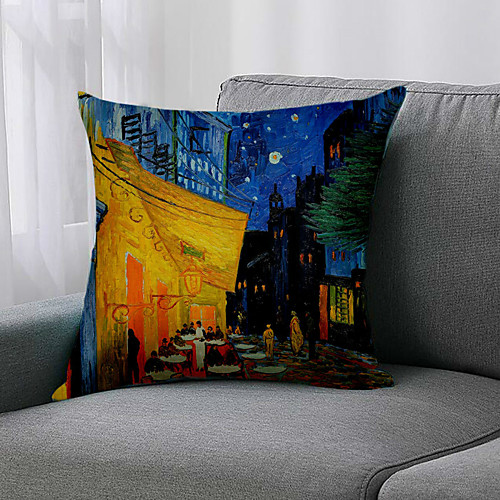

Double Side 1 Pc Colour Block Cushion Cover Print 45x45cm Faux Linen for Sofa Bedroom