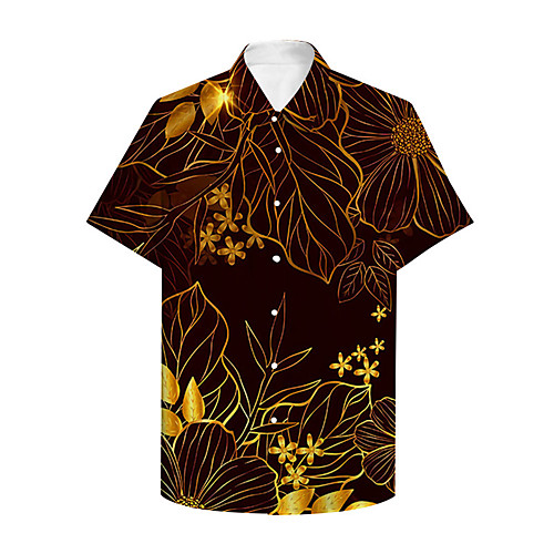 

Men's Shirt 3D Print Graphic Graphic Prints Button-Down Print Short Sleeve Daily Tops Casual Hawaiian Brown