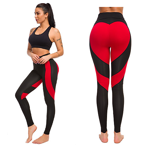 

Women's High Waist Yoga Pants Seamless Tights Leggings Tummy Control Butt Lift Heart Red / black BlackWhite Yoga Gym Workout Pilates Winter Summer Sports Activewear High Elasticity Skinny