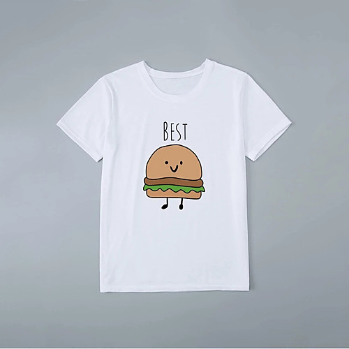 

Men's Unisex T shirt Hot Stamping Cartoon Plus Size Print Short Sleeve Casual Tops 100% Cotton Basic Casual Fashion White