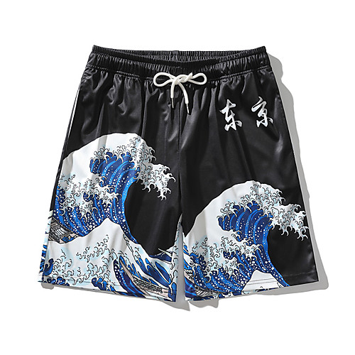 

Casual / Sporty Athleisure Men's Breathable Outdoor Jogger Shorts Daily Gym Pants Short Spray Drawstring Pocket 3D Print Black