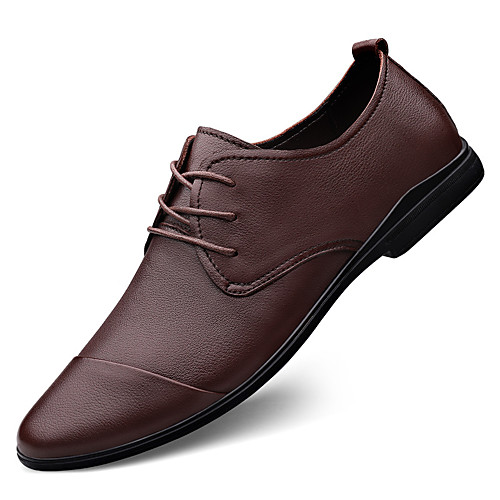 

Men's Oxfords British Daily Walking Shoes Leather Breathable Non-slipping Wear Proof Black Brown Fall Spring