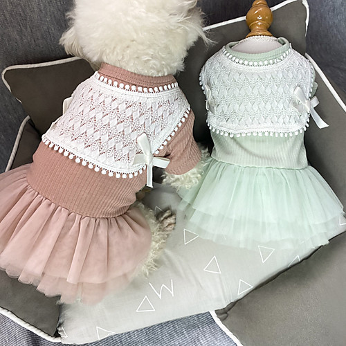 

Dog Cat Dress Bowknot Lace Elegant Adorable Sweet Dailywear Casual / Daily Dog Clothes Puppy Clothes Dog Outfits Breathable Red Green Gray Costume for Girl and Boy Dog Cotton XS S M L XL XXL