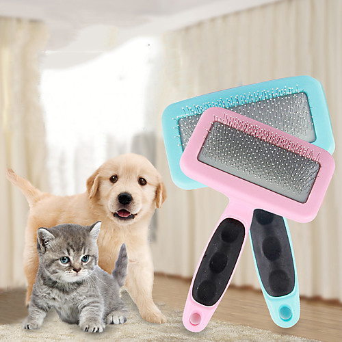 

Dog Cat Grooming Cleaning Pet Grooming Brush Plastic Stainless steel Brush Dog Clean Supply Pet Hair Remover Removing Matted Tangled Easy to Clean Pet Grooming Supplies Blue Pink