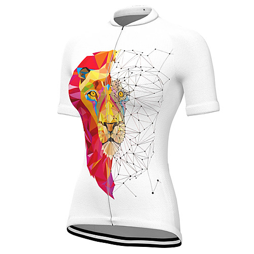 

21Grams Women's Short Sleeve Cycling Jersey Summer Spandex Polyester White Lion Bike Jersey Top Mountain Bike MTB Road Bike Cycling Quick Dry Moisture Wicking Breathable Sports Clothing Apparel