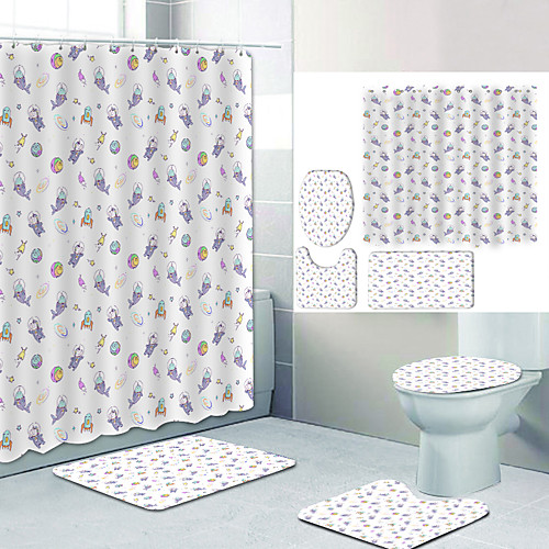 

Bathroom Shower Curtain & Mat Set Modern Polyester New Design