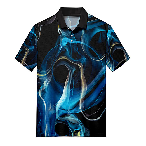 

Men's Golf Shirt Tennis Shirt 3D Print Lightning Optical Illusion Button-Down Print Short Sleeve Casual Tops Casual Fashion Soft Breathable Black / Sports