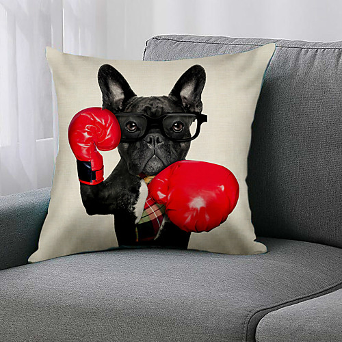 

Double Side 1 Pc Animal Cushion Cover Print 45x45cm Faux Linen for Sofa Bedroom