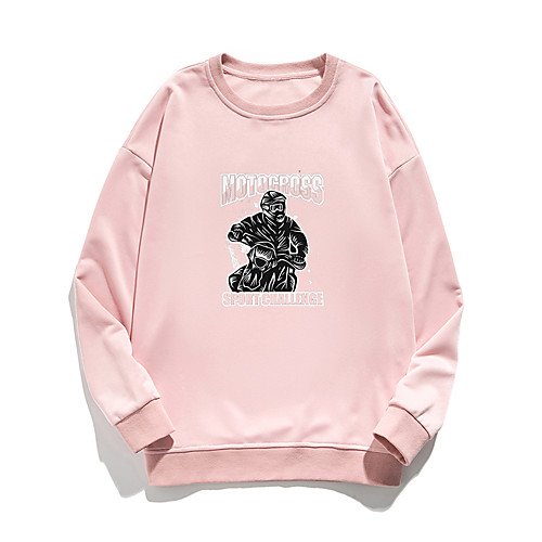 

Women's Hoodie Sweatshirt Person Print Daily Other Prints Basic Hoodies Sweatshirts Loose Blue Blushing Pink White