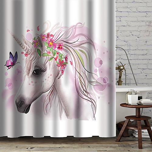 

Shower Curtains with Hooks Rustic Unicorn Scenery Polyester Novelty Fabric Waterproof Shower Curtain for Bathroom 72 Inch