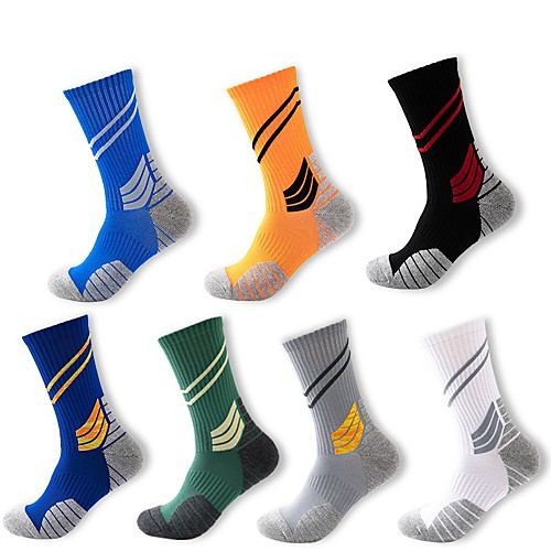 

Men's Hiking Socks 1 Pair Outdoor Anti-Slip Soft Stretchy Sweat wicking Socks Patchwork Chinlon White Black Dark Green for Hunting Fishing Climbing
