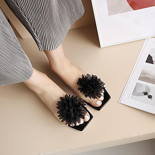 

Women's Sandals Chunky Heel Square Toe PU Synthetics White Black Yellow