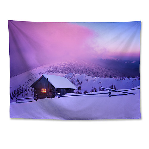 

Wall Tapestry Art Decor Blanket Curtain Hanging Home Bedroom Living Room Polyester Winter Snow Mountain Snow View Chalet
