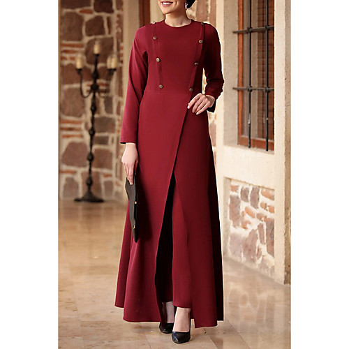

Women's A Line Dress Maxi long Dress Blue Fuchsia Red Navy Blue Long Sleeve Solid Color Patchwork Summer Round Neck Casual 2021 M L XL XXL 3XL 4XL