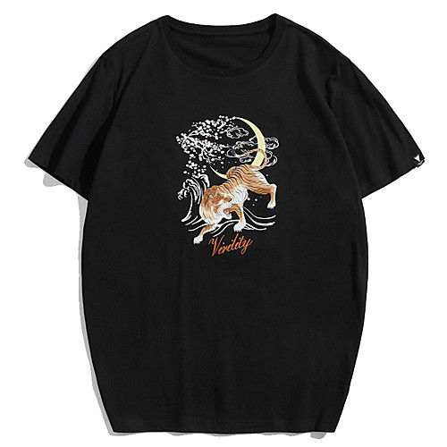 

Men's Unisex T shirt Hot Stamping Graphic Prints Tiger Animal Plus Size Print Short Sleeve Casual Tops 100% Cotton Basic Casual Fashion Black