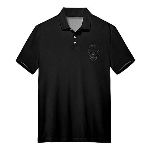 

Men's Golf Shirt Tennis Shirt 3D Print Skull Button-Down Print Short Sleeve Casual Tops Casual Fashion Soft Breathable Black / Sports
