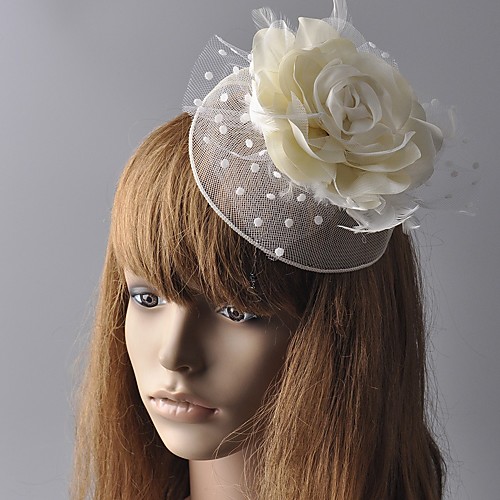 

Flower Style Retro Tulle / Feather Fascinators with Feather / Floral 1 Piece Special Occasion / Party / Evening Headpiece