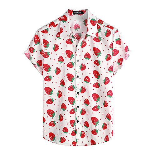 

Men's Shirt Floral Short Sleeve Daily Tops 100% Cotton Basic Boho Classic Collar Red / White / Beach
