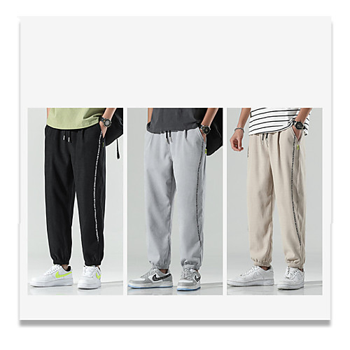 

Casual / Sporty Chino Men's Chinos Sweatpants Pants Lines / Waves Black Khaki Light Grey