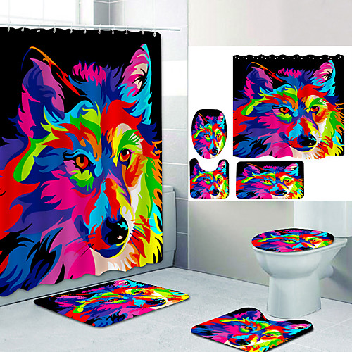 

Bathroom Shower Curtain & Mat Set Modern Polyester New Design