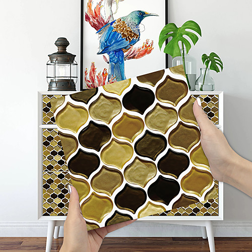 

Imitation Epoxy Tile Sticker Chocolate Color Lantern Wall Sticker House Renovation Diy Self-adhesive Pvc Wallpaper Painting Kitchen Waterproof And Oilproof Wall Sticker