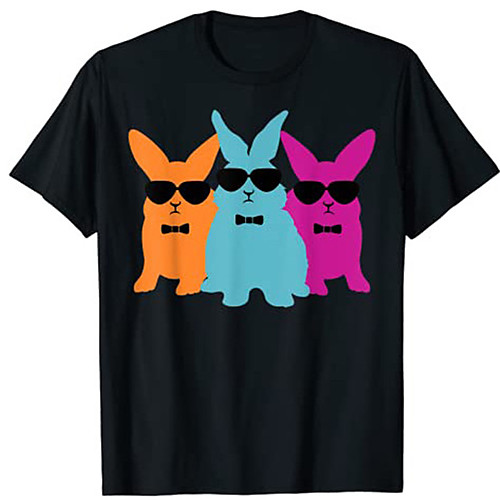 

Men's Unisex T shirt Hot Stamping Graphic Prints Rabbit / Bunny Happy Easter Plus Size Print Short Sleeve Daily Tops 100% Cotton Fashion Vintage Classic Black Blue Navy Blue