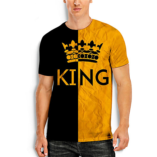 

Men's T shirt 3D Print Graphic Prints Letter Print Short Sleeve Daily Tops Casual Designer Big and Tall Yellow