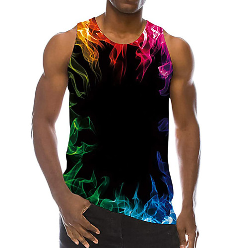 

Men's Tank Top Undershirt 3D Print Flame 3D Print Sleeveless Daily Tops Casual Beach Black Gray