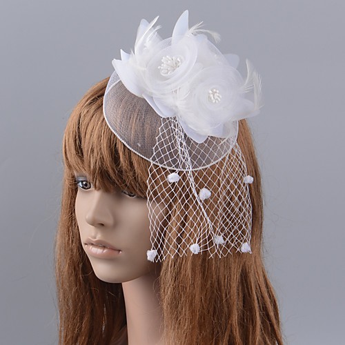 

Flower Style Retro Tulle / Feather Fascinators with Feather / Floral 1 Piece Special Occasion / Party / Evening Headpiece