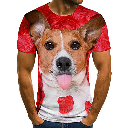 

Men's Unisex Tee T shirt Shirt 3D Print Dog Animal 3D Print Short Sleeve Casual Tops Casual Fashion Round Neck White