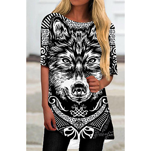 

Women's Shift Dress Short Mini Dress Black Half Sleeve Striped Animal Print Fall Spring Round Neck Casual Holiday 2021 S M L XL XXL 3XL