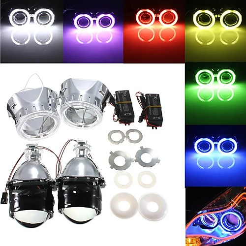 

OTOLAMPARA 2 X 2.5 Inch H1/H4/H7 Bi-Xenon HID Projector Headlights Conversion Kit with Lens CCFL Angel Eyes Halo Ring Lights Shroud Left #1 / Right #2 Optional