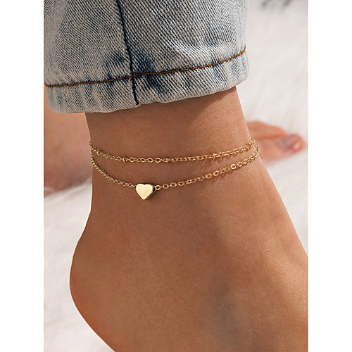 

Anklet Simple Fashion Women's Body Jewelry For Holiday Date Layered Alloy Heart Gold 1 PC