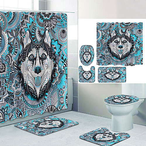 

Bathroom Shower Curtain & Mat Set Modern Polyester New Design