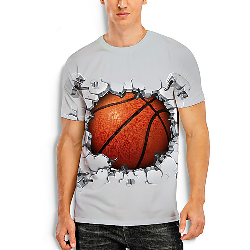 

Men's T shirt 3D Print Graphic Graphic Prints 3D Print Short Sleeve Daily Tops Basic Casual Gray