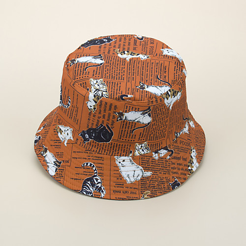 

Women's Bucket Hat Casual Athleisure Daily Print Letter & Number Blue Orange Hat / Cotton / Animal / UV Protection / Gray / Winter