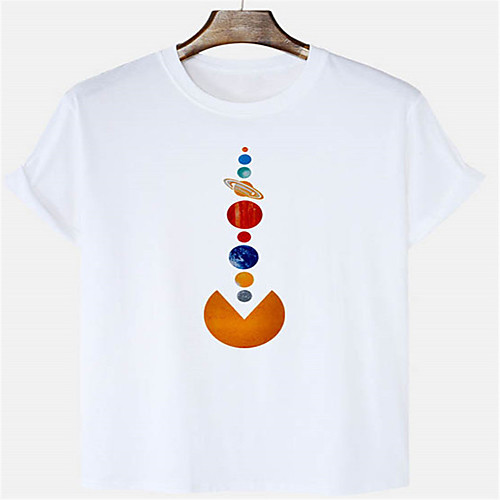 

Men's Unisex T shirt Hot Stamping Graphic Prints Planet Plus Size Print Short Sleeve Daily Tops 100% Cotton Basic Casual White Black Blushing Pink