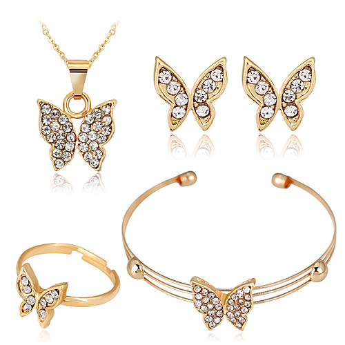 

Women's Jewelry Set Bridal Jewelry Sets 3D Butterfly Precious Fashion Rhinestone Gold Plated Earrings Jewelry 1# / 2# For Christmas Wedding Halloween Party Evening Gift 1 set