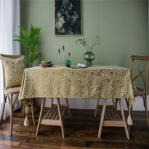

Table Cloth polyester fibre Dust-Proof Contemporary Printing Tabel cover Table decorations for Daily Wear rectangule 6060 cm Four white tassels in navy blue jacquard triangle 1 pcs