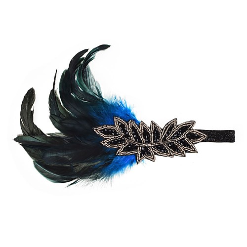 

1920s Retro Fabric Fascinators with Feather / Crystals / Sequin 1 Piece Special Occasion / Party / Evening Headpiece