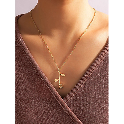 

Women's Pendant Necklace Necklace Roses Flower Fashion Trendy Sweet Alloy Gold 45 cm Necklace Jewelry 1pc For