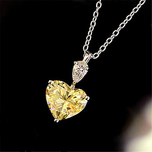 

Women's Pendant Necklace Charm Necklace Classic Heart Precious Fashion Zircon Copper Gold Plated Yellow Blushing Pink White 45 cm Necklace Jewelry 1pc For Christmas Wedding Party Evening Street Gift