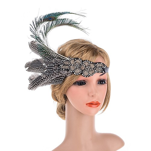 

Elegant Vintage Inspired Fabric Fascinators with Feather / Crystals 1 Piece Special Occasion / Party / Evening Headpiece