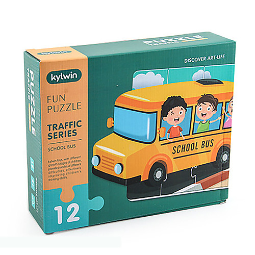 

12 pcs Bus Jigsaw Puzzle Educational Toy Gift Adorable Parent-Child Interaction Cardboard Paper Kid's Child's Toy Gift