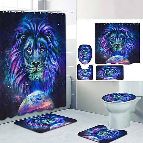 

Bathroom Shower Curtain & Mat Set Modern Polyester New Design