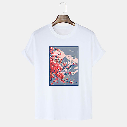 

Men's Unisex T shirt Hot Stamping Floral Graphic Prints Graffiti Plus Size Print Short Sleeve Daily Tops 100% Cotton Basic Casual White Black Blushing Pink