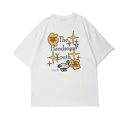 

Men's T shirt Hot Stamping Graphic Prints Letter Print Short Sleeve Casual Tops 100% Cotton Basic Casual Fashion White Black Orange